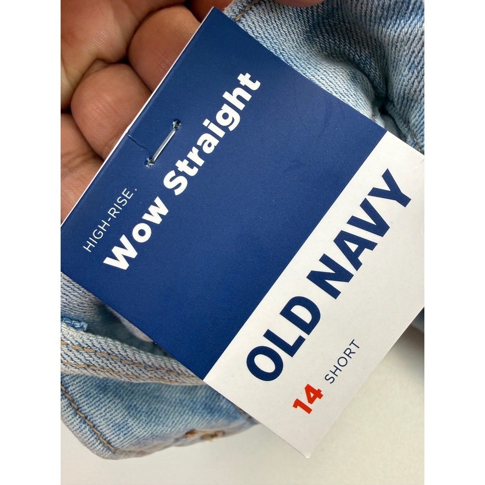 Old Navy Wow‎ Straight High-Rise Jeans Light Wash 14 Short Blue Denim Pants